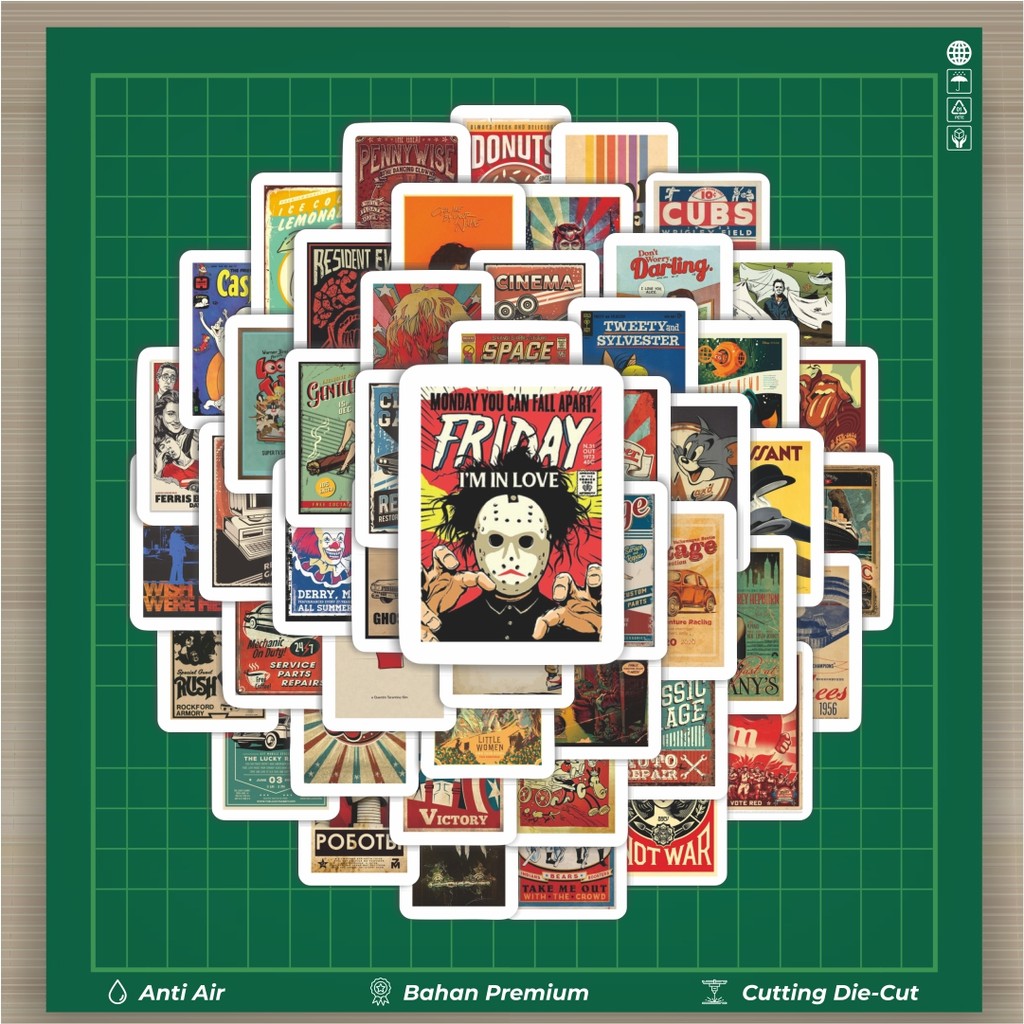 

HOT 50 PCS STIKER Stiker Classic Retro Poster Dekorasi Lucu Kreatif untuk Notebook, Skateboard, HP