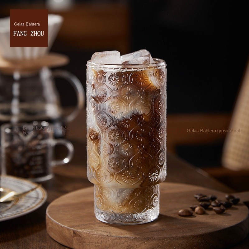 

Gelas Air Minum Anggur Jus Italia Vintage Relief Gelas Minum Bir Cangkir Kopi KEMORELA GELAS KACA KOPI TEH Stripe Origami