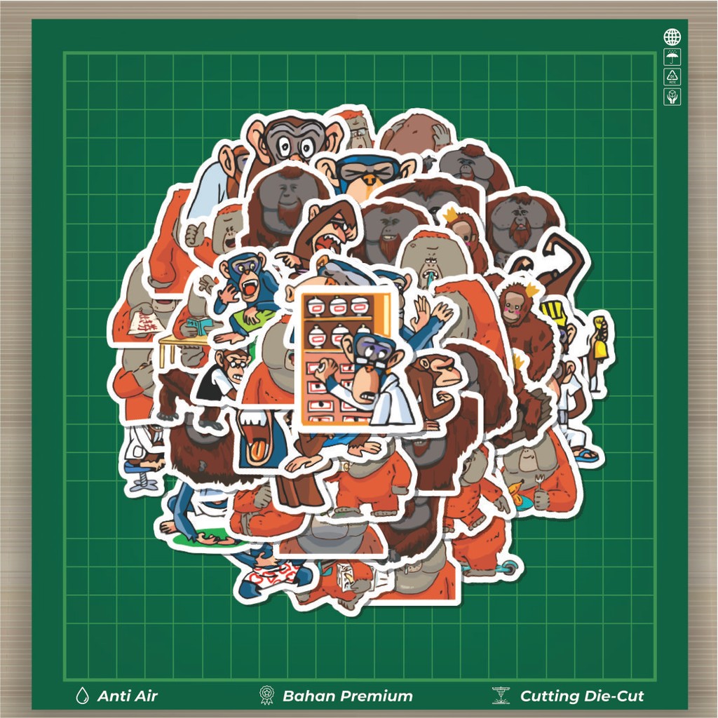 

HOT 50 PCS STIKER Stiker Hewan Orang Utan Stiker Fashion Cars Decal Dingin Kartu Album Custom Vinyl Anti Air- Sticker Aesthetic Buku Journal Koper Casing HP Tablet Laptop Helm Motor Botol Minum