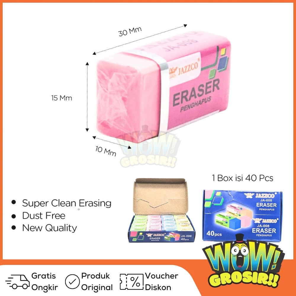 

WOWGROSIR 1 box Eraser Penghapus Jazzco warna(40 pcs)