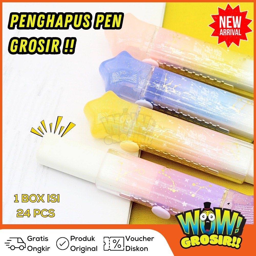 

WOWGROSIR (1 Box isi 24 Pcs) CAT PAW ERASER Rectractable Penghapus Pensil Karet Mekanik Refil Korean
