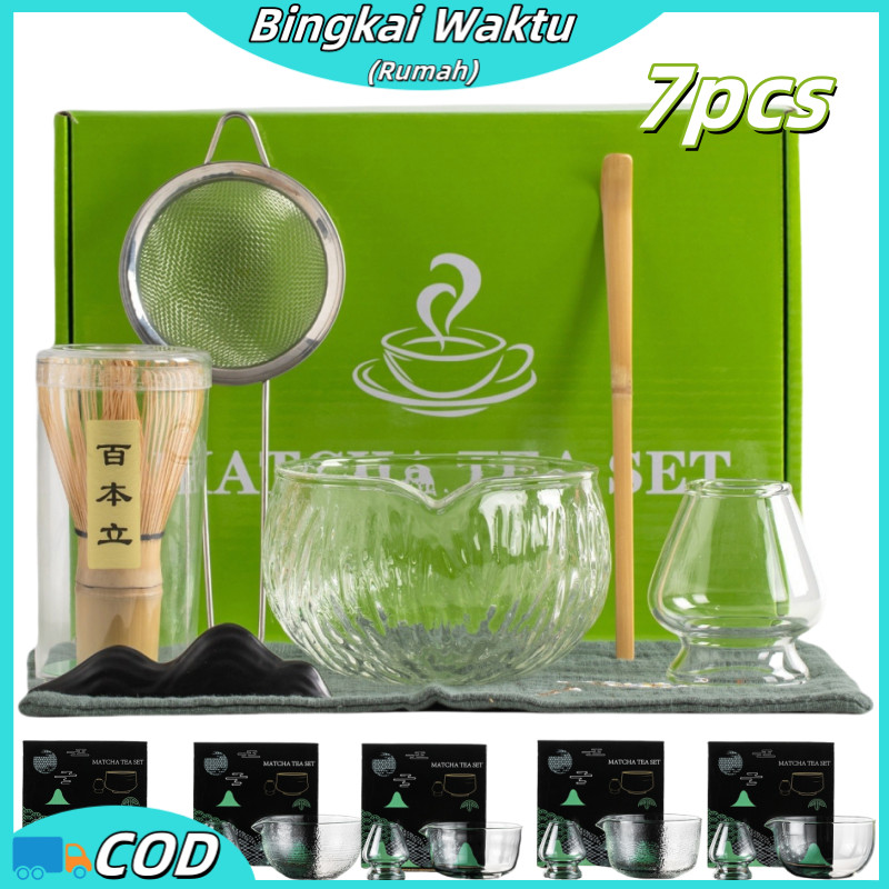 Matcha Set Jepang 7 Pcs Lengkap / Matcha Glass Bowl Set 7in1 Alat Matcha Making Set Matcha Bowl Kera
