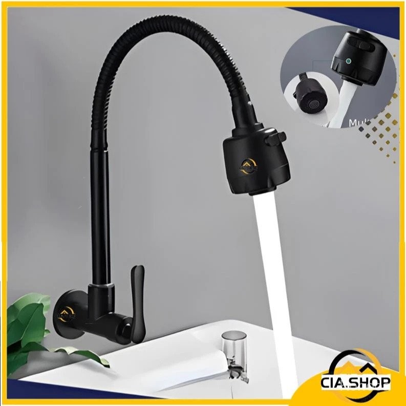 Konooa  Kran Air Angsa Fleksibel Wastafel Tembok Sink Stainles