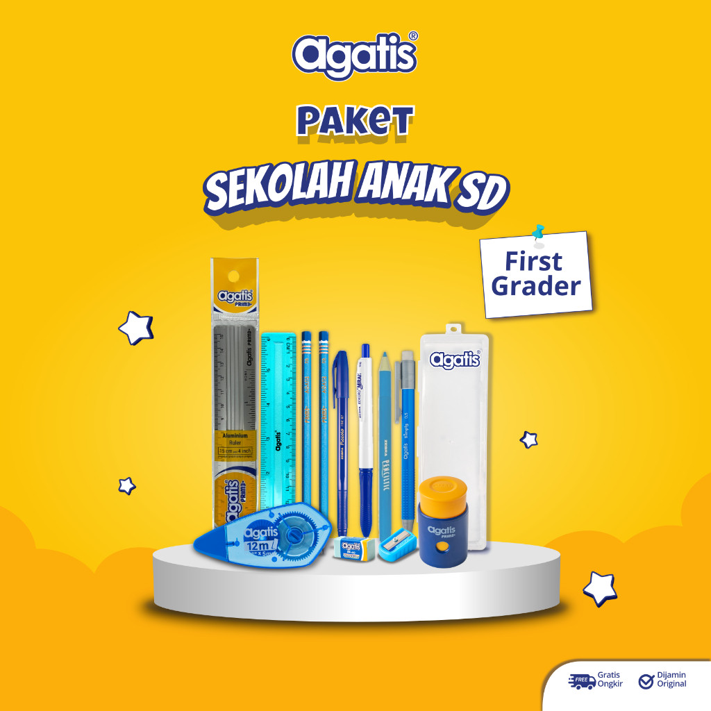 

AGATIS - Paket Alat Tulis Sekolah Lengkap SD - ATK Pensil 2B Pulpen Kotak Pensil Rautan PenghapusCO