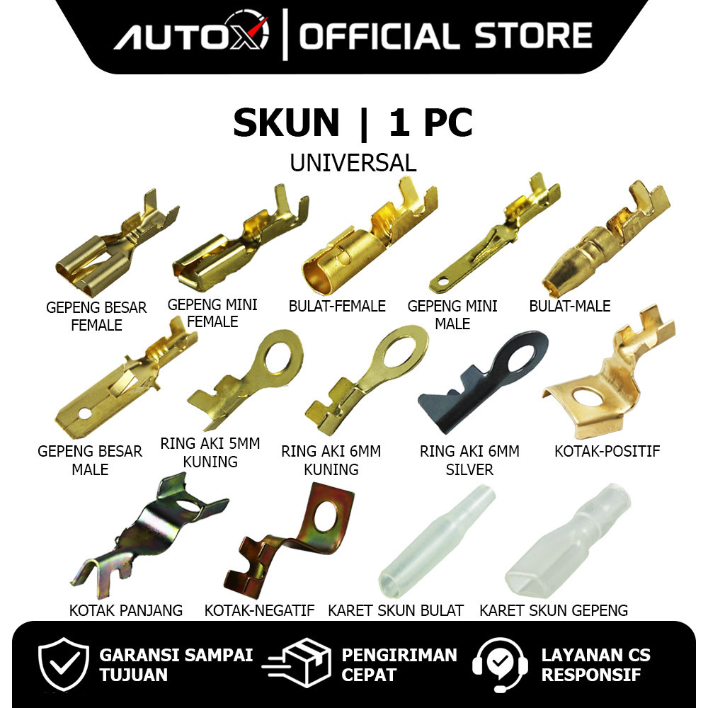 1 PC Skun Aki Gepeng Bulat Ring Universal Motor Mobil Kuning Silver Mini Jalu Kabel Cable Karet Cove