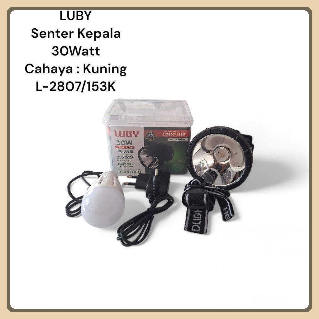 Senter kepala Luby 30 watt Cahaya Kuning L-2807/153K