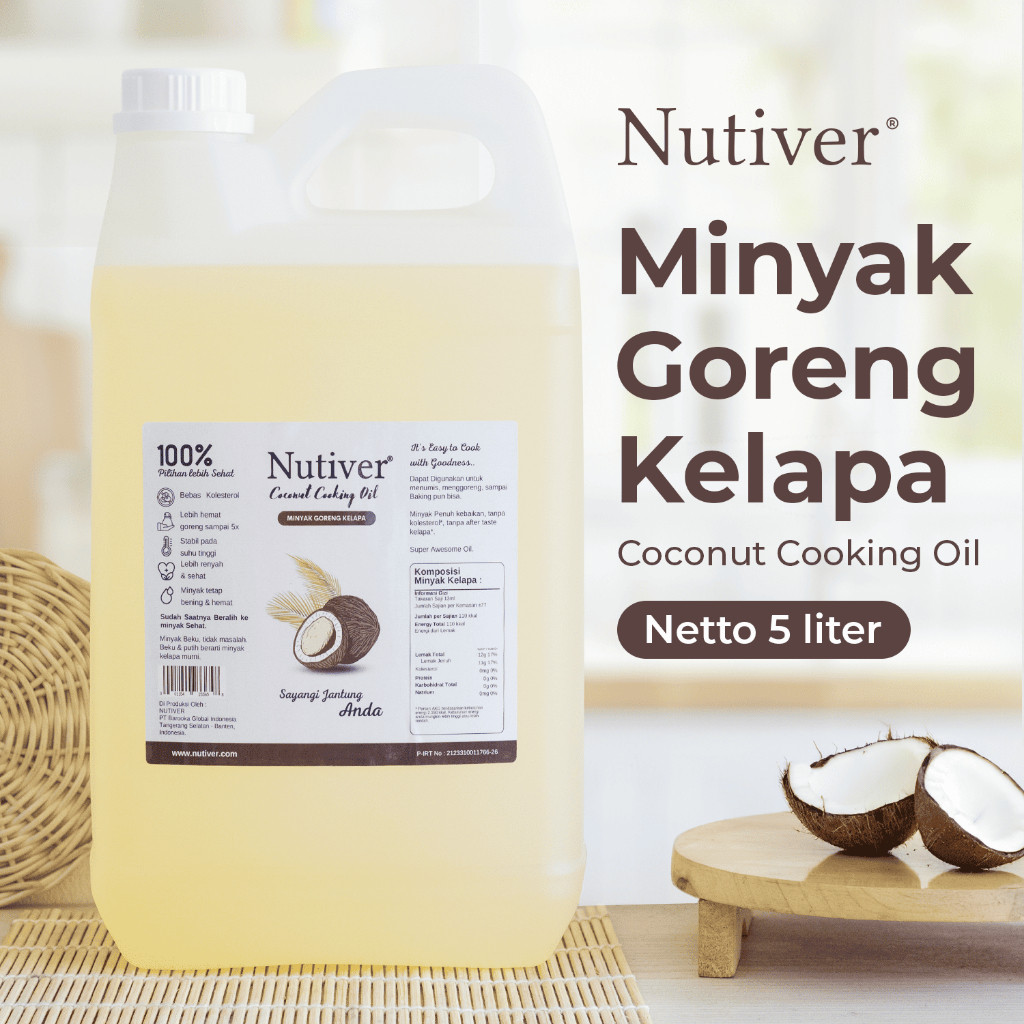 

NUTIVER Minyak Goreng Kelapa 5 Liter / Coconut Cooking Oil Minyak Kelapa