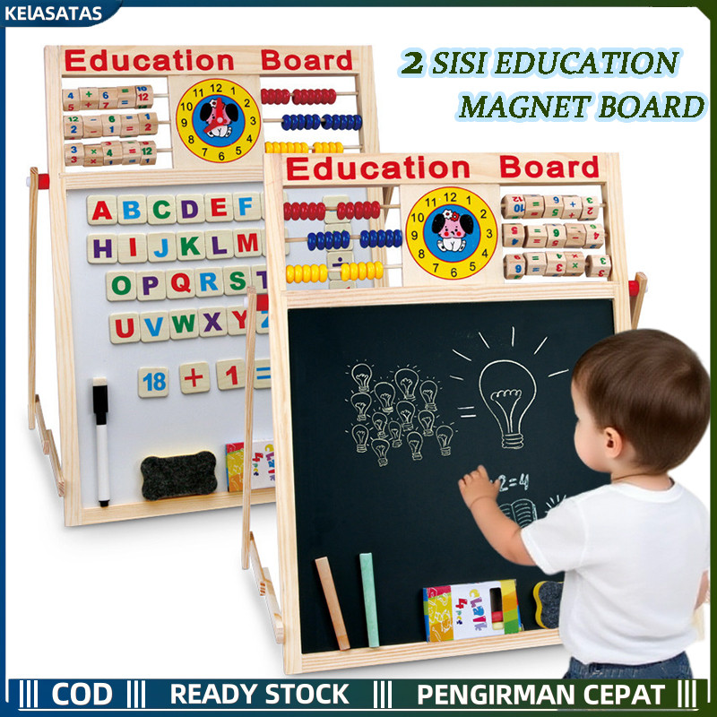 

【KEIASATAS】Mainan Papan Tulis Education Magnet Board Magnet 2 Sisi 2in1 Besar / White N Black Board / Papan Tulis Magnet Puzzle Magnet Puzzle