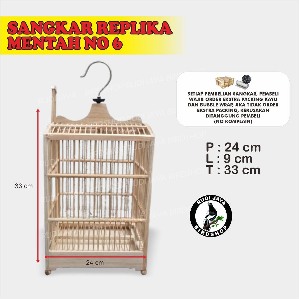 SEDIA SANGKAR KOTAK KOSAN REPLIKA BNR DIAMON NOMOR 6 MENTAH KAYUJATI HALUS KANDANG BURUNG KECILPLECI