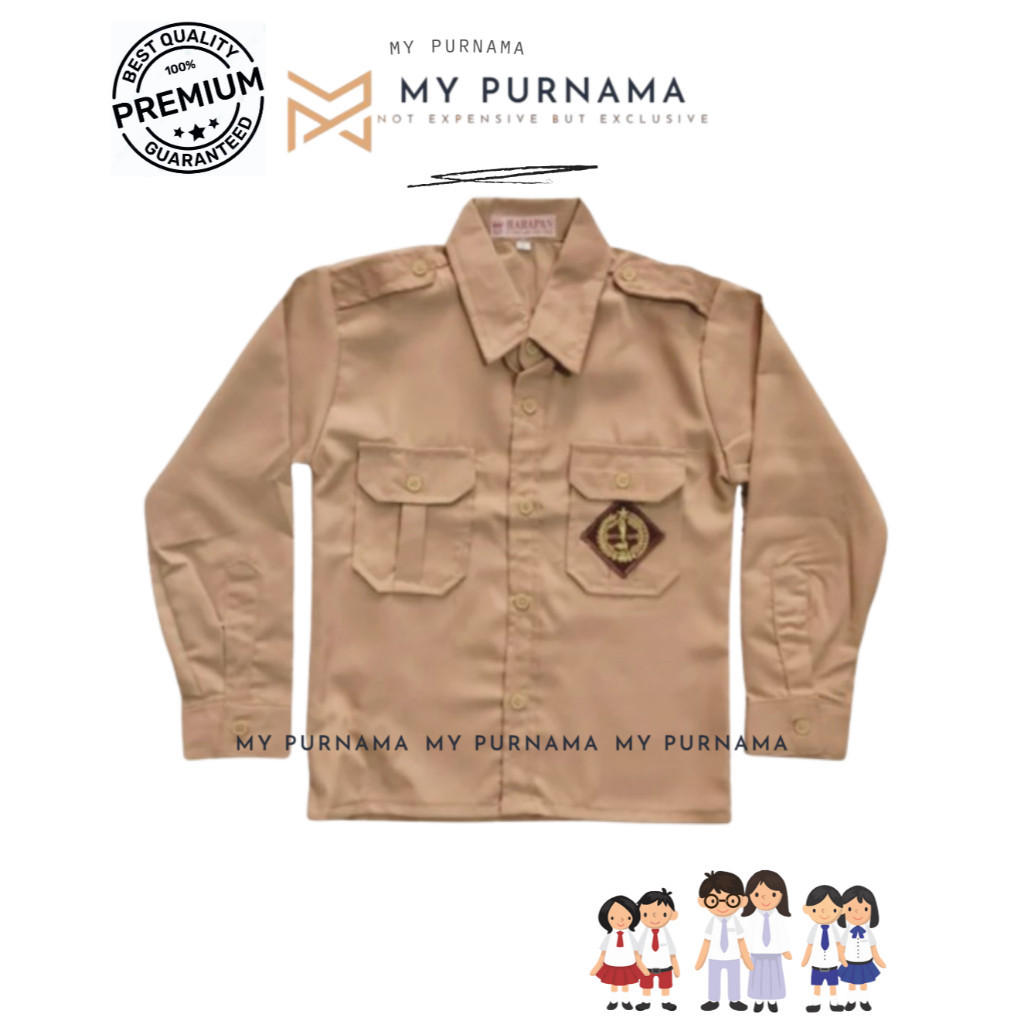 

TERBARU Kemeja Pramuka Pembina Laki Lengan Panjang Coklat Susu Bahan Oxford -