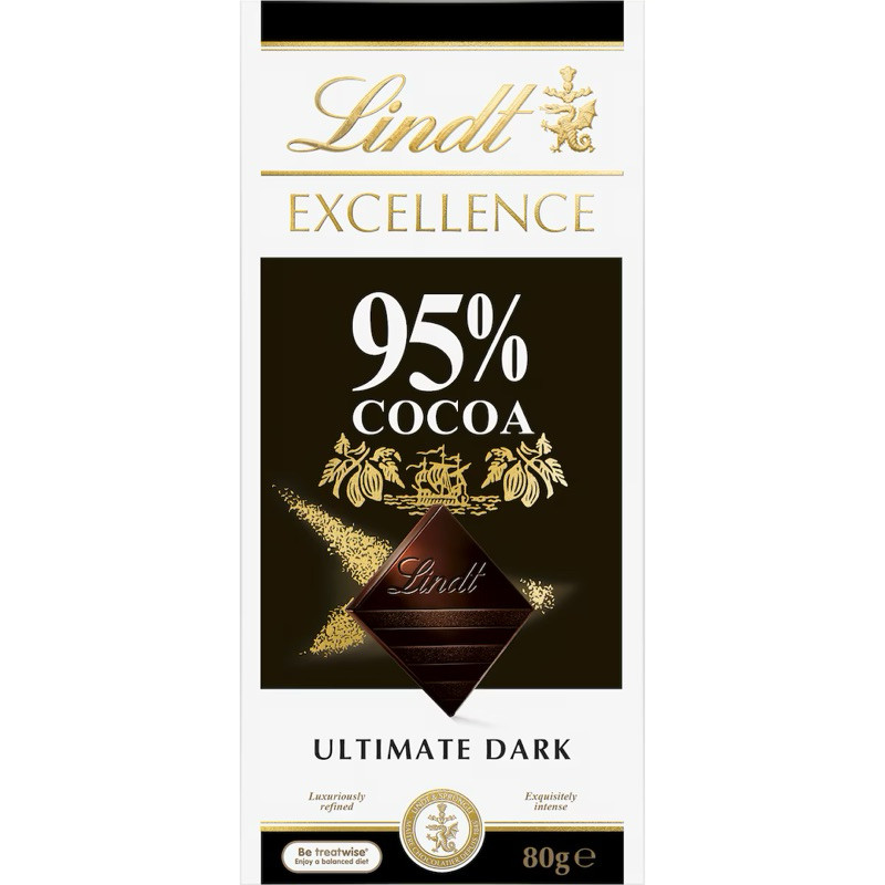 

Lindt Excellence 95% Cocoa Dark Chocolate Block 80g - Australia