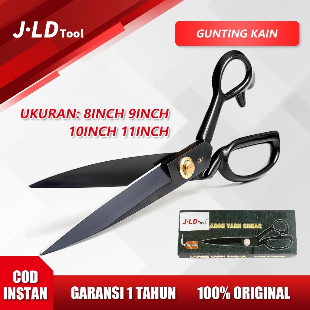 

JLD Gunting Kain Jahit 8-11inch Gunting Kain Super Tajam Ori Bahan Baja Hitam Gunting Serbaguna