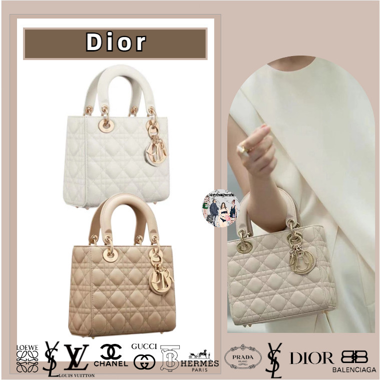 Dior Lady DiorMy ABCDior Merek Liontin Cannage / Kulit domba / Tas Tangan Wanita / Tas Bahu / Kecil