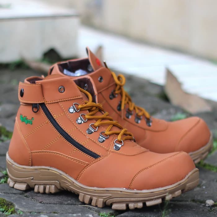 New sepatu pria kickers morisey safety tan boots original handmade + free kaos kaki