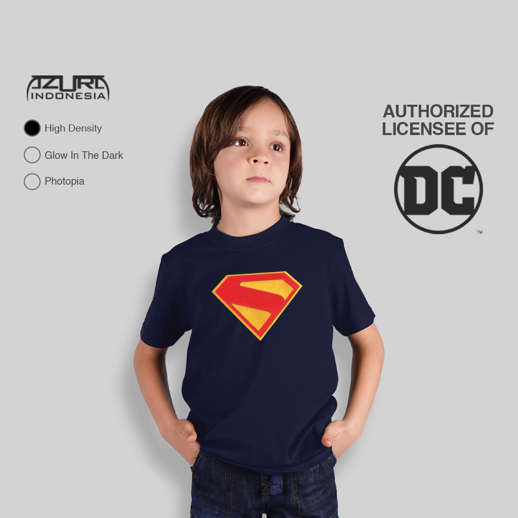 Azura Tshirt DC Comics Original Superman 2025 Logo Motif Stitch Navy Anak