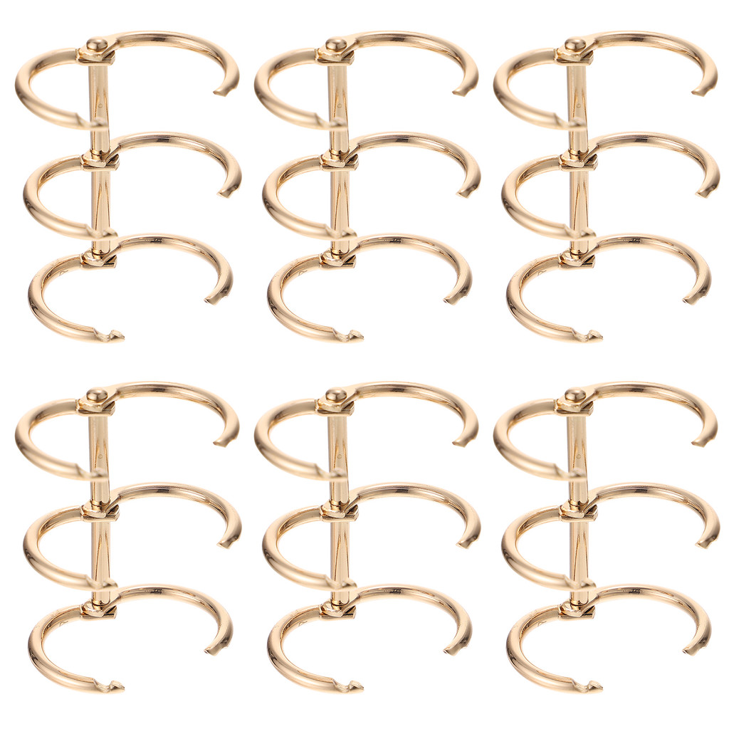 

6 Pcs Golden Metal Binder Rings Loose Leaf Folder Book Clip Ring Three Hole Punch Notepad Clip Ring Office Binding Supplies
