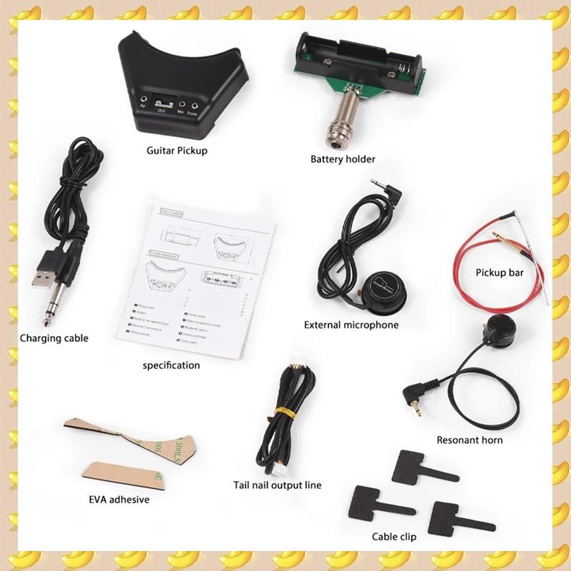 A45U Guitar Pickup Wooden Guitar Sound Hole Pickup Board Double Pickup Resonance/Anti-Howl/BT No Pun