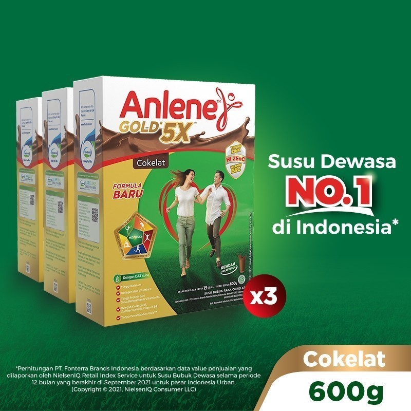 

Anlene Gold 5X Susu Bubuk Dewasa Cokelat 3 x 600g - Nutrisi Tinggi Kalsium Untuk Tulang, Sendi, dan Otot