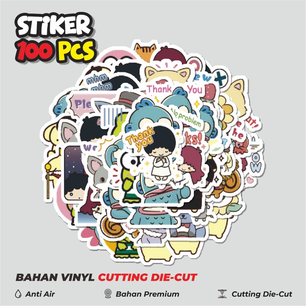 

Terbaru! 50 pcs Stiker Kartun Sanrio Kawaii Character Mixed Series Dekorasi Lucu Kreatif untuk Notebook, Skateboard, HP