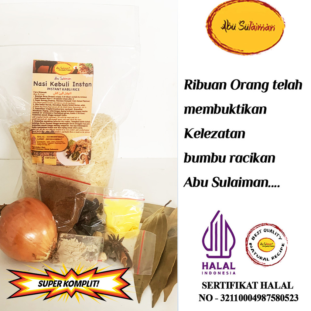 

EKSTRA KOMPLIT ! Beras Basmati 1 Kg Dengan Bumbu Nasi Kebuli Briyani Mandhi kabsah Bukhari Lengkap Bombay Abu Sulaiman