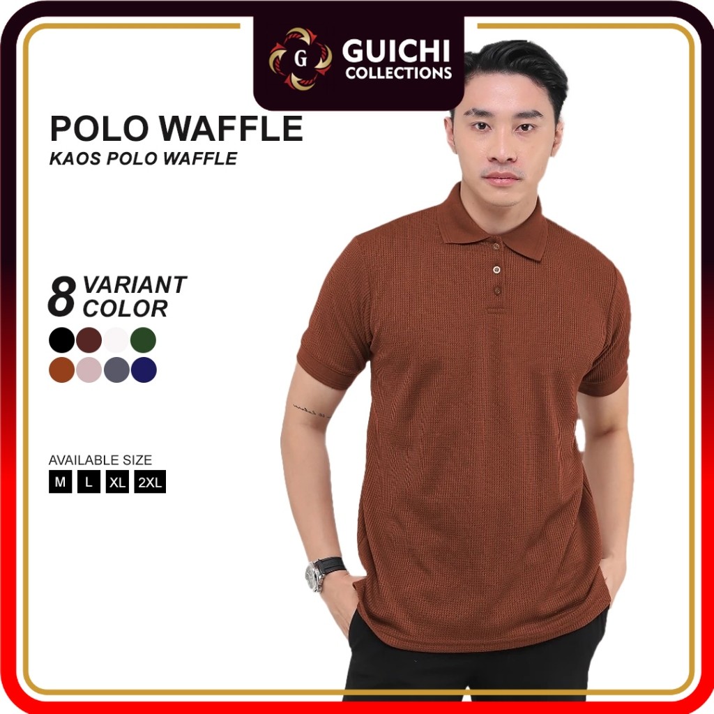Promo BROGUY Kaos Polo Shirt Pria Waffle - Chestnut