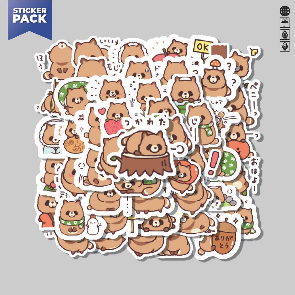 

[100PCS]Stiker Pack Stiker Kartun Raccoons Aesthetic Vinyl Anti Air Dekorasi Sticker Laptop Buku Journal Koper Helm Casing HP Gitar Helm Skateboard