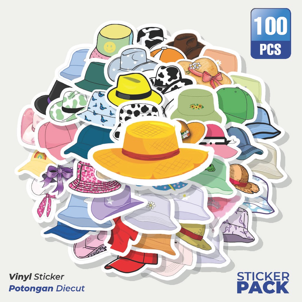 

Super Hemat! 100 PCS Stiker Colorfull Hat [Topi Berwarna-warni] Waterproof Aesthetic- Untuk Laptop, Motor, dan Helm - Paper Stationery Pack