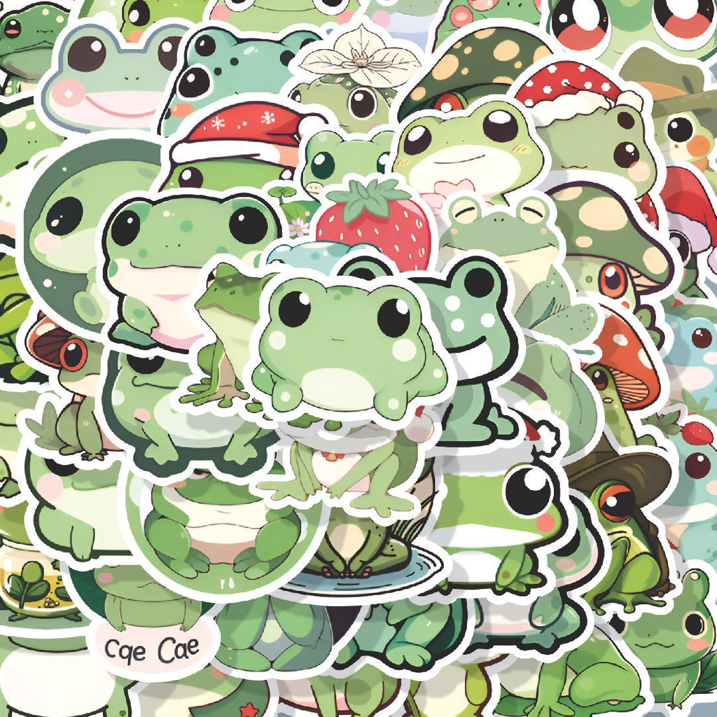 

100PCS Lucu Stiker Hewan Katak Lucu Stiker Aesthetic Stiker Anti Air Stikers Berperekat Waterproof sticker decal buat Motor Helm Buku Journal Koper Casing HP Laptop Botol Minum Hadiah anak