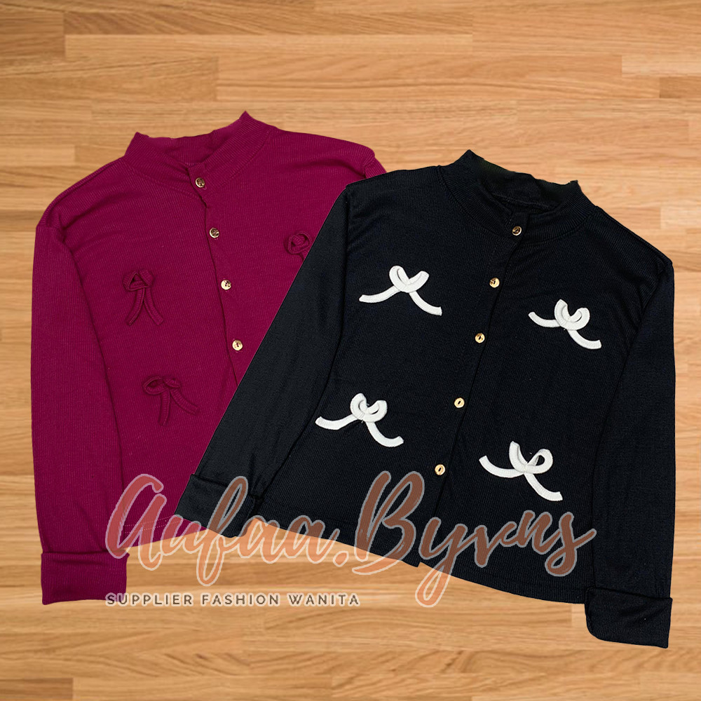 ADHIVA || CROP TOP CARDIGAN COQUETTE KEIKO O NECK / ATASAN CARDI OOTD HIJAB WANITA KOREAN STYLE KEKI