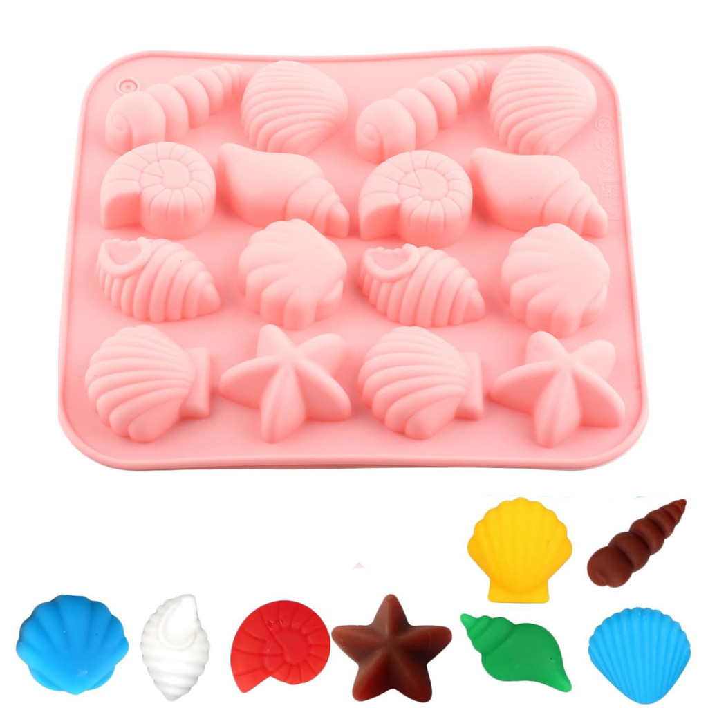 

1pcs Seashell Templates, Marine Theme Silicone Molds Shells Starfish Conch Sea Silicone Moulds Sea Animal for Candy Chocolate