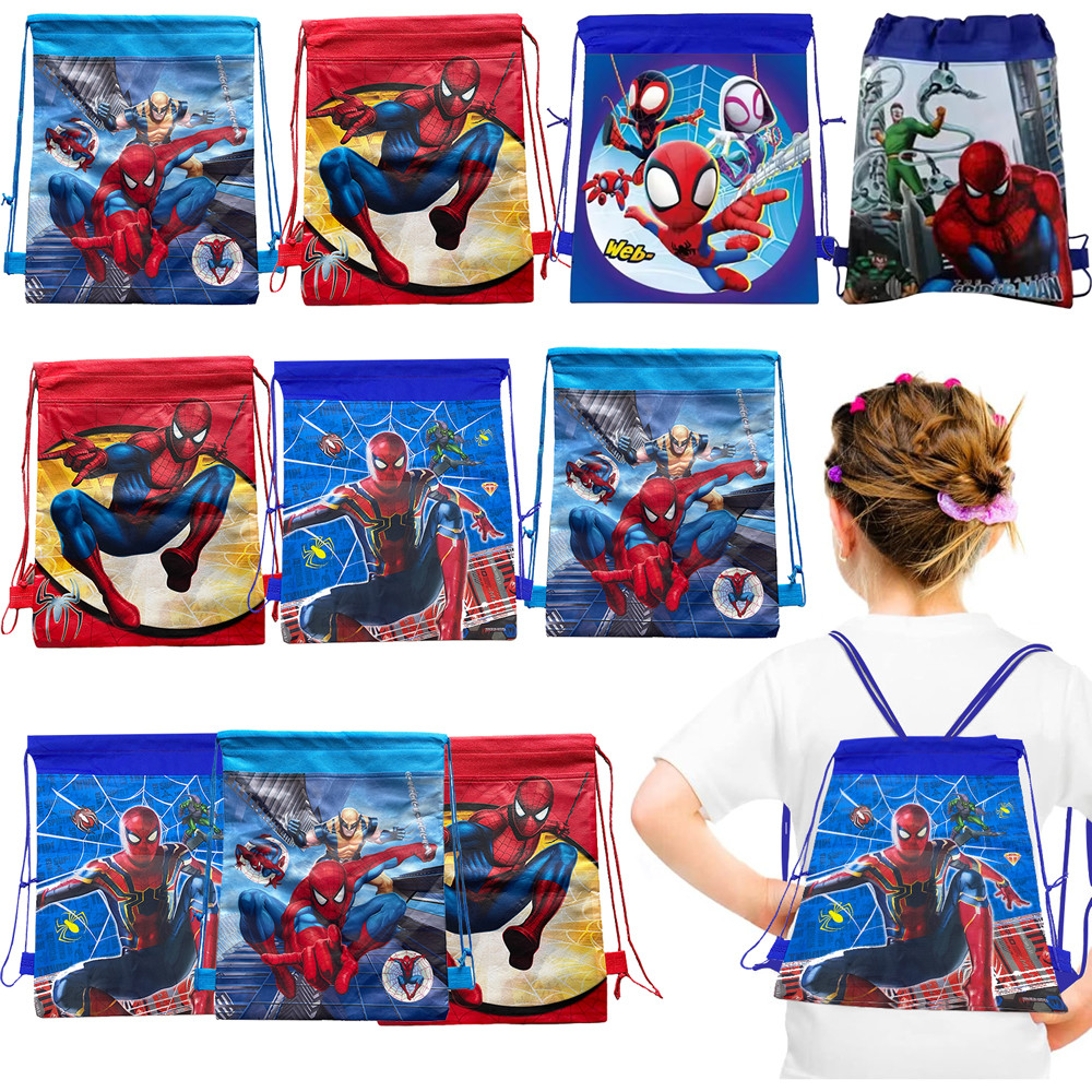 

Spiderman Non-Woven Drawstring Gift Bags Spidey And His Amazing Friends Backpack Storage Bags Kids Birthday Party Gifts Fillers