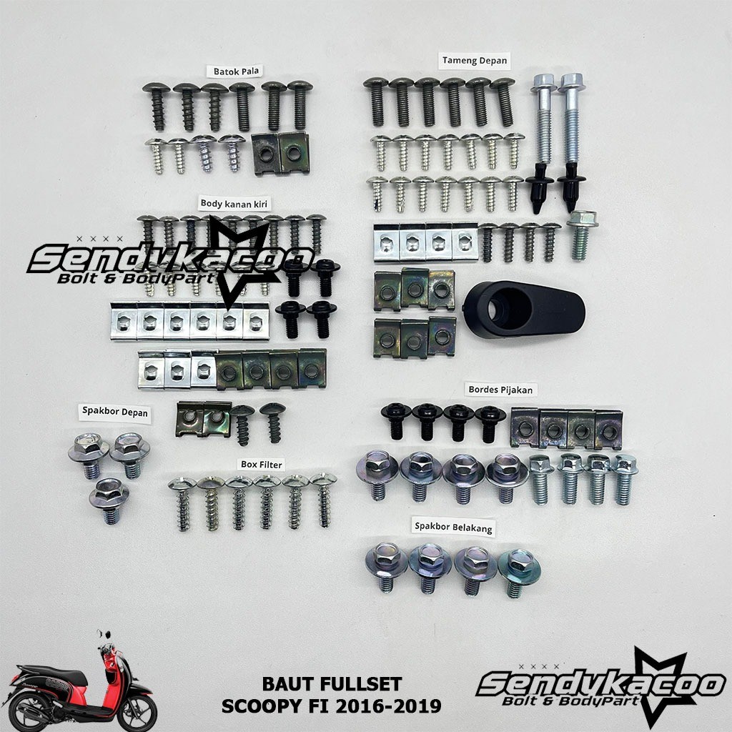 COD / Promo / Original / Baut Full Body Scoopy Donat / Baut full set Motor Scoopy Fi Motorcycle