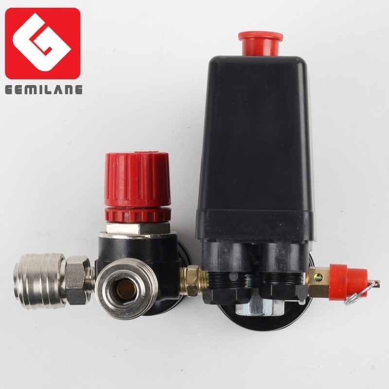 Paket Otomatis Kompresor Pressure Switch Kompresor Portable Lengkap Coupler, Regulator, Safety Valve