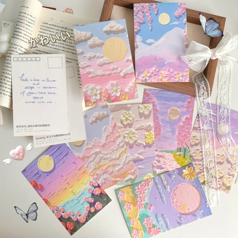 

30pcs/set 3D Painting Cards Creative Wall Decorations Dormitory Gifts Message Blessing Greeting Cards Postcards