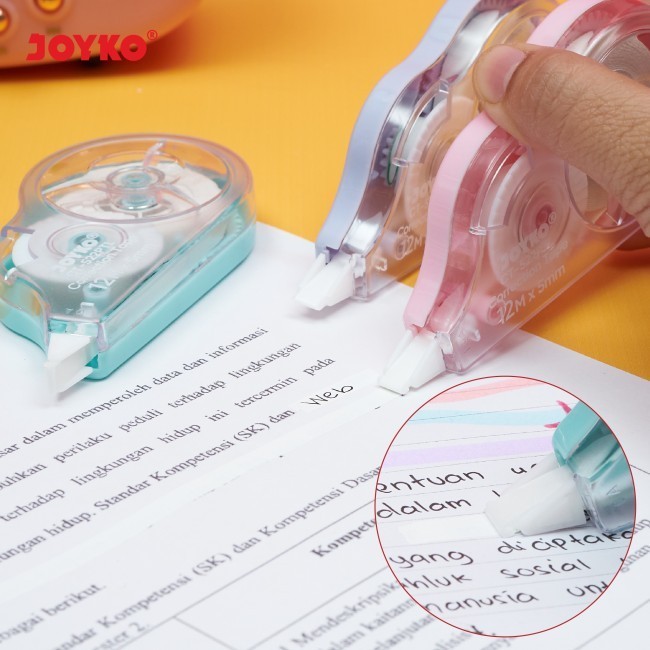 

[1 PAK = 12 PCS ] Pita Koreksi Correction Tape Tip Ex Joyko CT-522PTL Pastel Color Terlaris