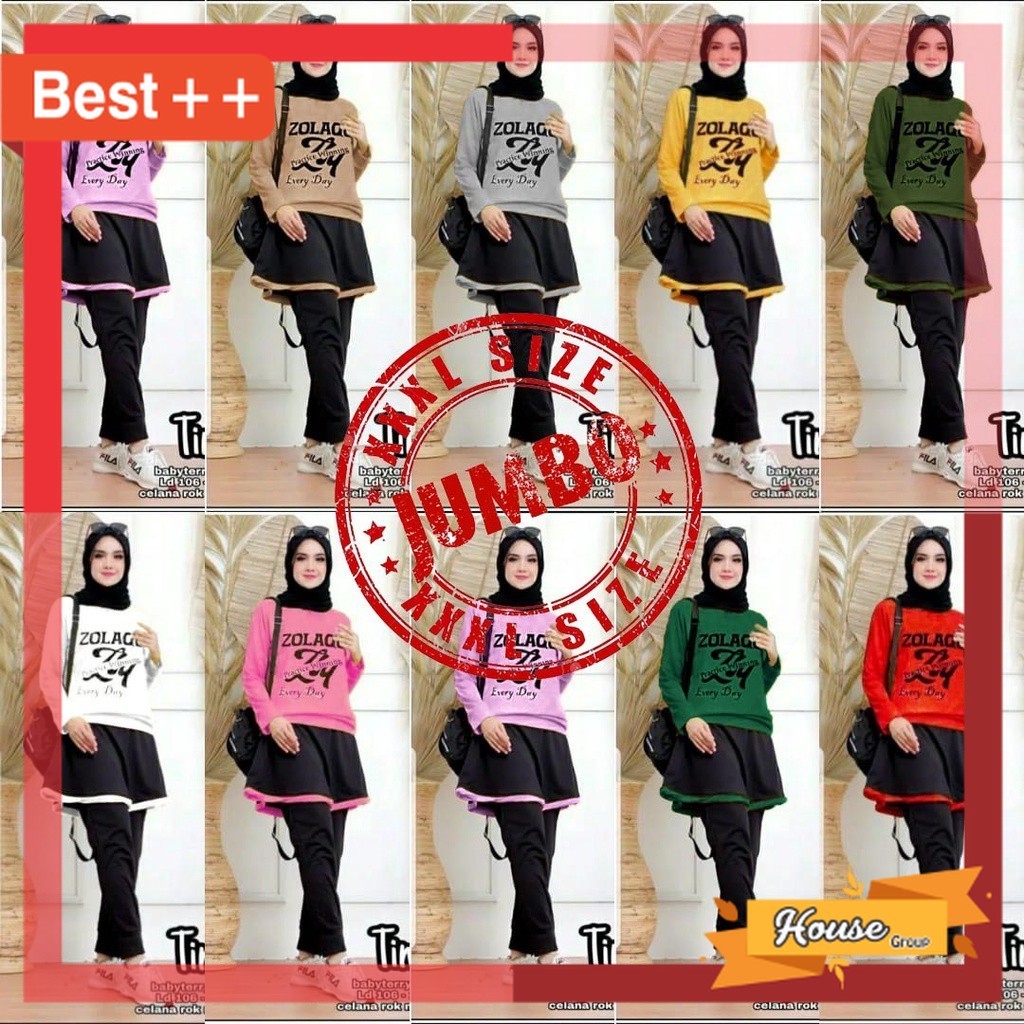 SET TIME JUMBO SET TIME XL-XXXL STELAN JUMBO WANITA KEKINIAN Setelan Baju Olahraga Wanita Muslimah d