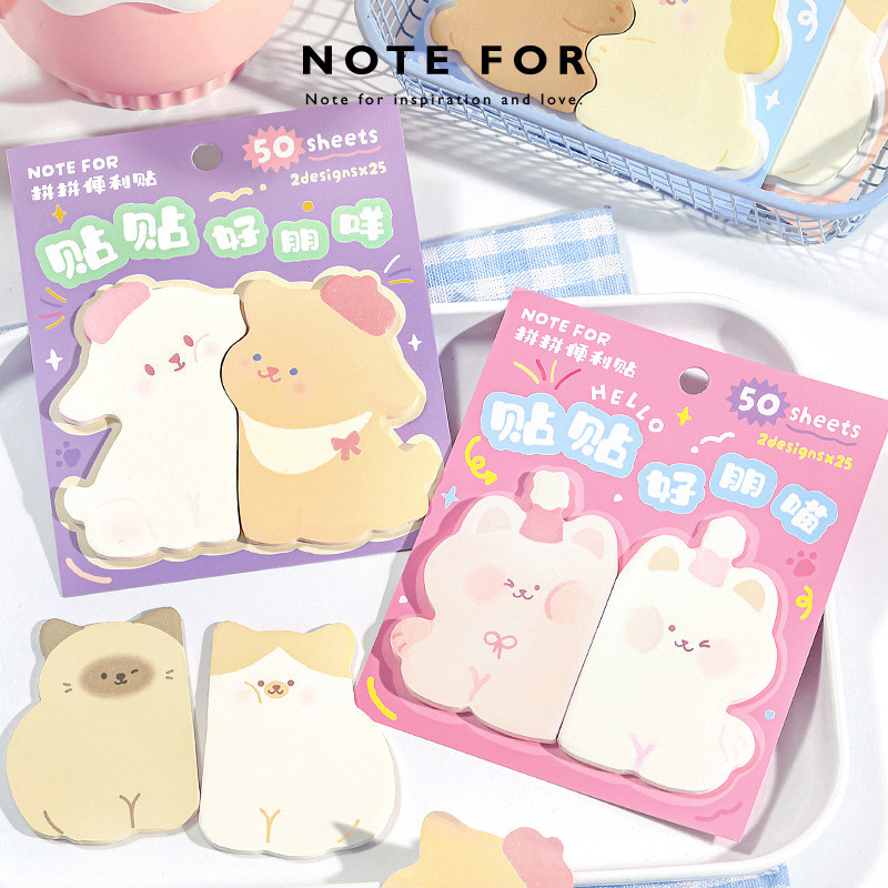

Kawaii Cartoon Animal Good Friend Cute Couple Animal Message-Leaving Memo Writing Sticky Note Cute Pet Memo Pad for Girl