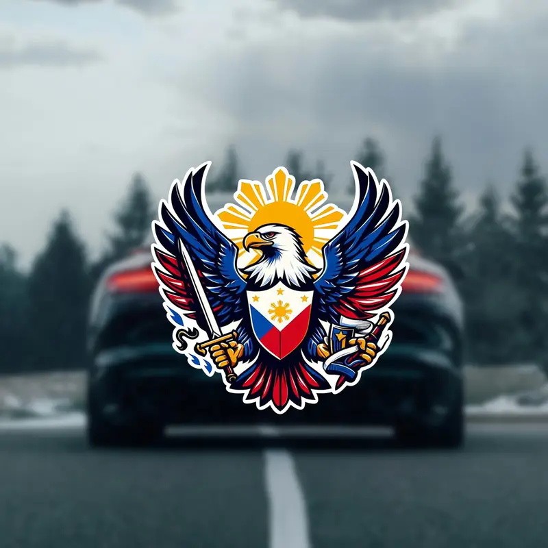 

Philippine Flag Eagle Funny Waterproof Vinyl Car Decal, Exterior Decorative Accessories, Used for Car, Motorcycle, Laptop, Van