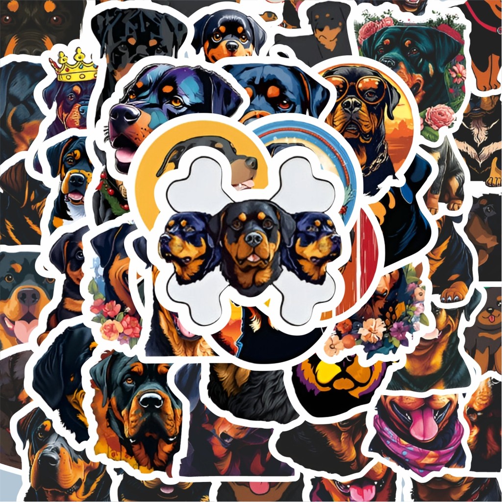

100PCS Lucu Stiker Rottweiler Dog Cartoon [Kartun Anjing Rottweiler] Stiker Aesthetic Stiker Anti Air Stikers Berperekat Waterproof sticker decal buat Motor Helm Buku Journal Koper Casing HP Laptop Botol Minum Hadiah anak