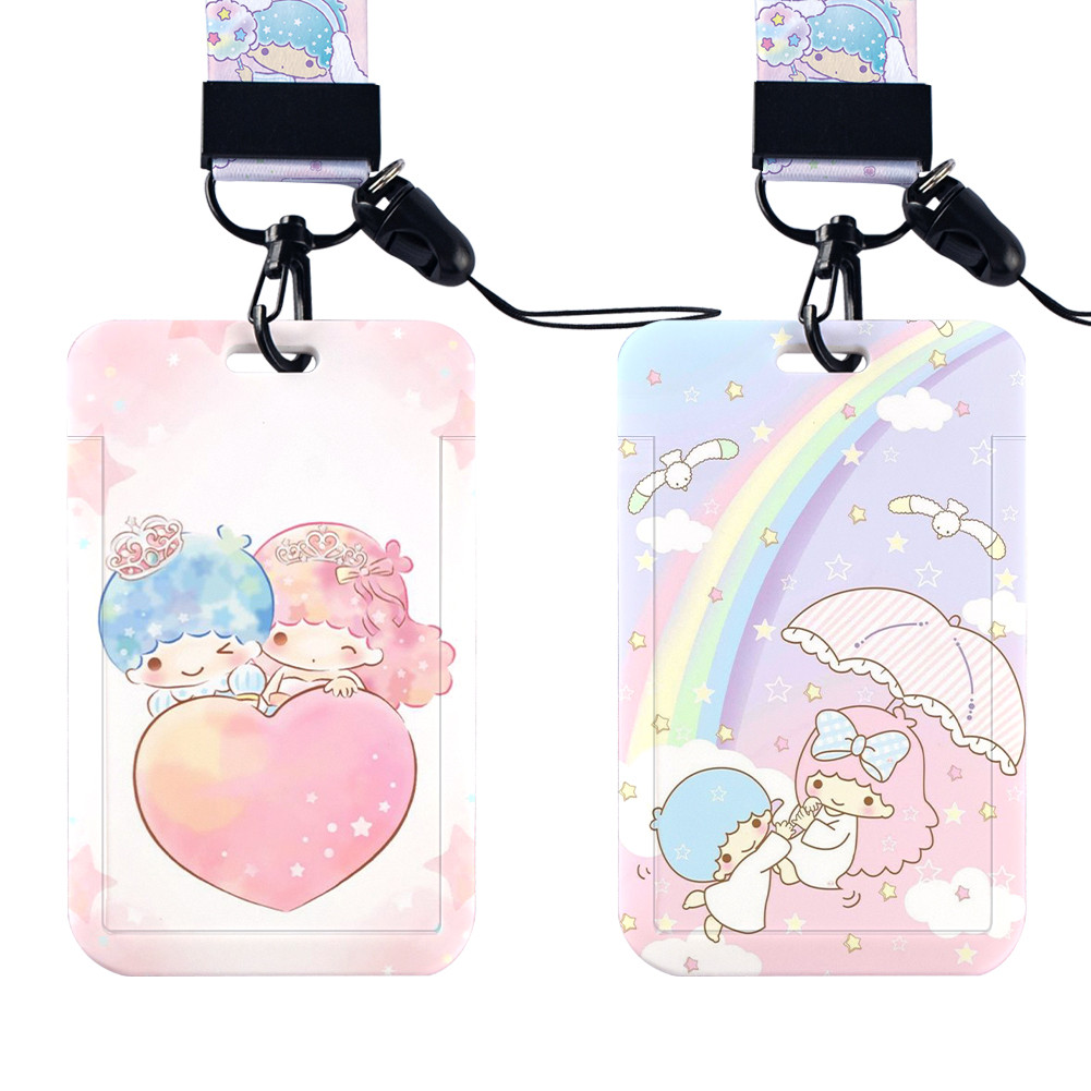 

Little Twin Stars Sanrio Cute ID Card Holders Lanyards Door Pass Card Case Hanging Rope Badge Holder Neck Strap Card Badge Gift