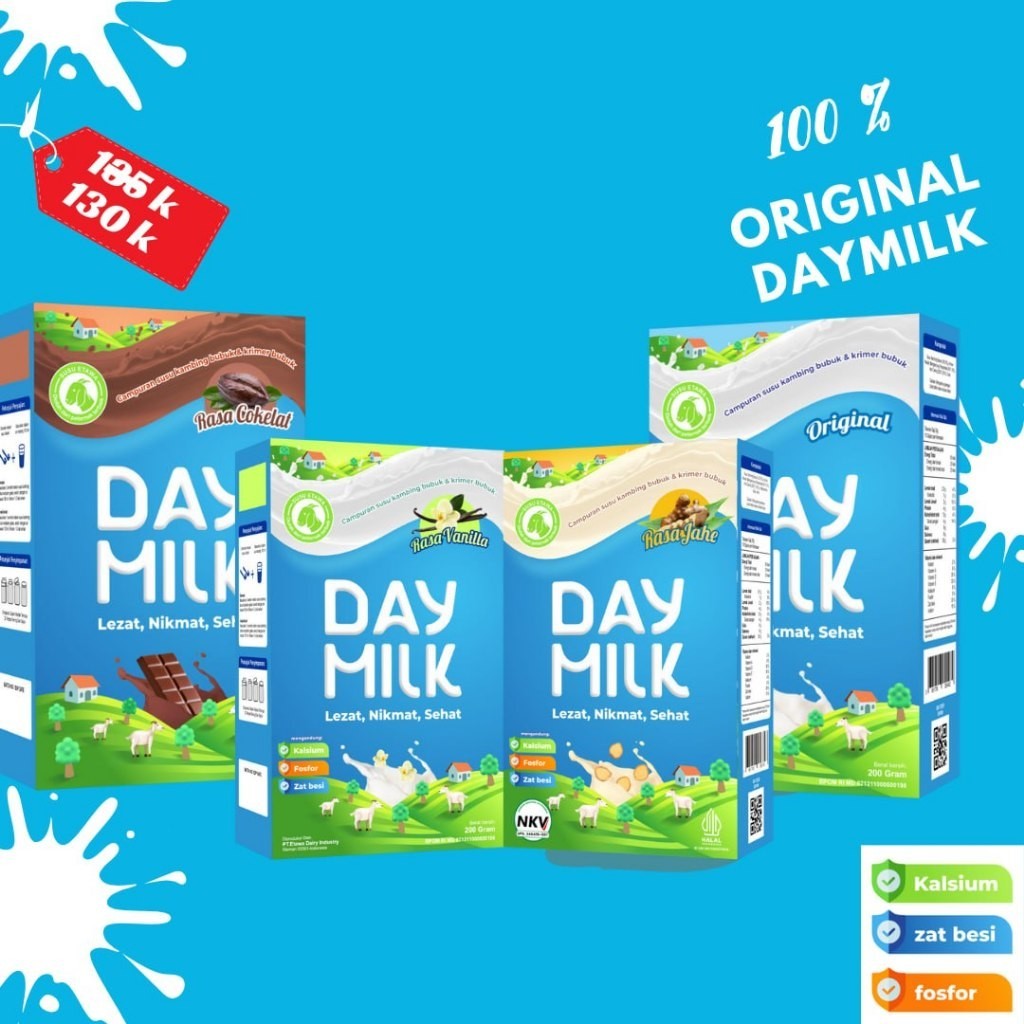 

DAYMILK ORI 100% - 4 Varian Rasa - Susu Bubuk Kambing Etawa - Untuk asam urat - lambung - kolestrol - sendi