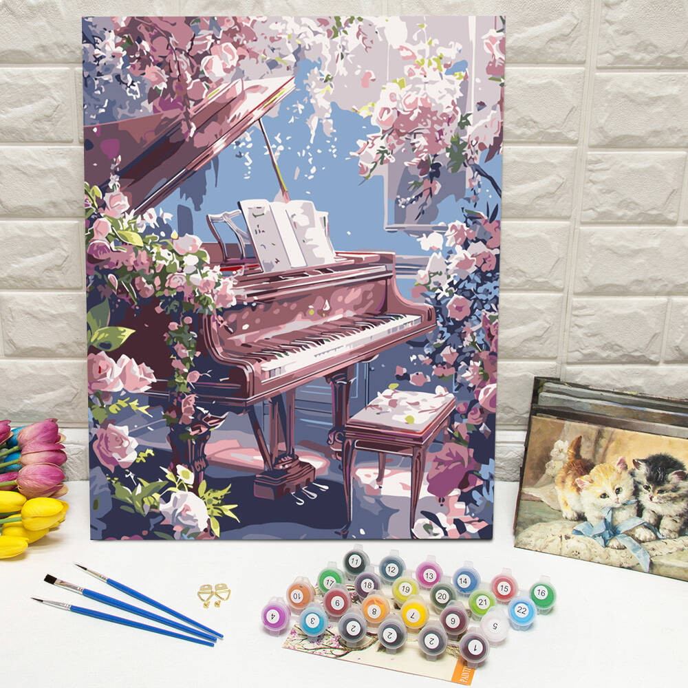 

Paint By Numbers Piano Rose Drawing By Numbers Flower HandPainted Oil Painting Kits Art Craft Digital Painting DIY Home Decor