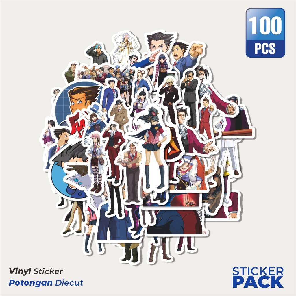 

Super Hemat! 100 PCS Stiker Stiker Video Game Series Ace Attorney Character Mix Waterproof Aesthetic- Untuk Laptop, Motor, dan Helm - Paper Stationery Pack