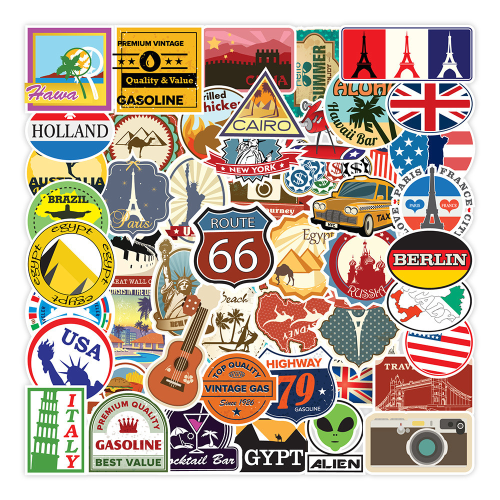 

10/50/100pcs Retro Travel City Landscape Graffiti Stickers DIY Motorcycle Skateboard Notebook Suitcase Waterproof Sticker Decals