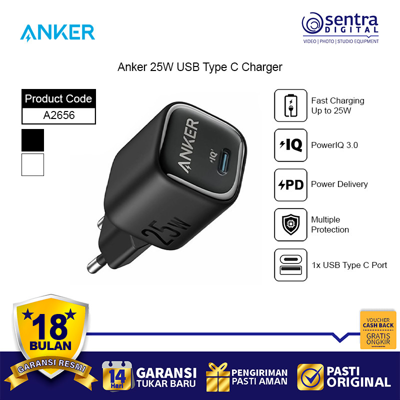 Anker 25 Watt Wall Charger USB Type C PD Adaptor Cas Fast Charging 25W PowerIQ 3.0 Power Delivery fo