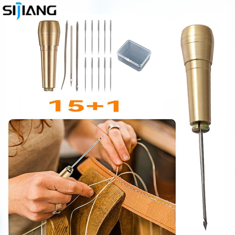 SIJIANG 15pcs+1Kotak-jarum Sol Sepatu/alat Sol Sepatu Lengkap/jarum Jahit Sepatu/alat Jahit Sepatu L