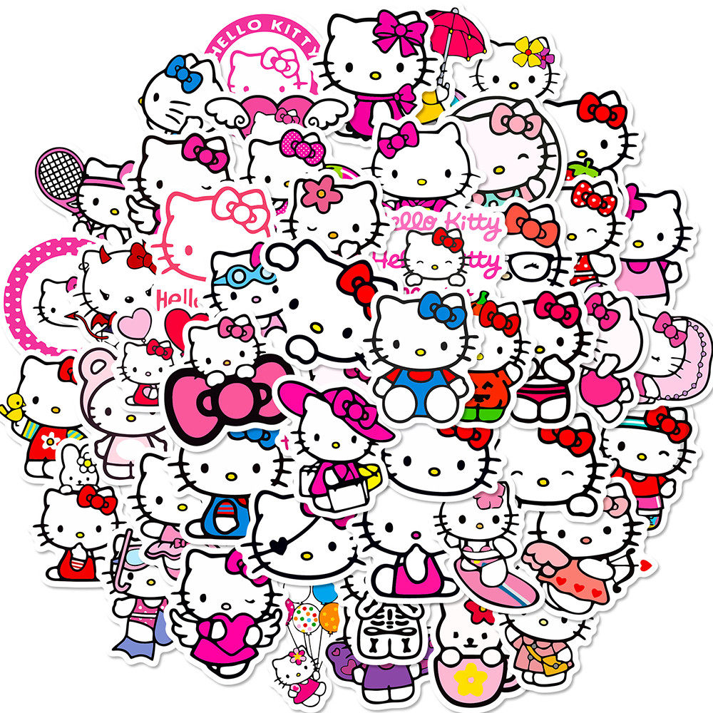 

10/30/50pcs Cute Hello Kitty Cartoon Stickers for Scrapbook Phone Case Laptop Guitar Kawaii Anime Sanrio Waterproof Sticker