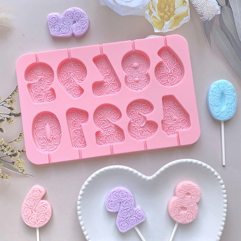 

0-9 Set Digital Birthday Candle Silicone Mould DIY Decorative Pattern Digital Candy Chocolate Cake Baking Mold