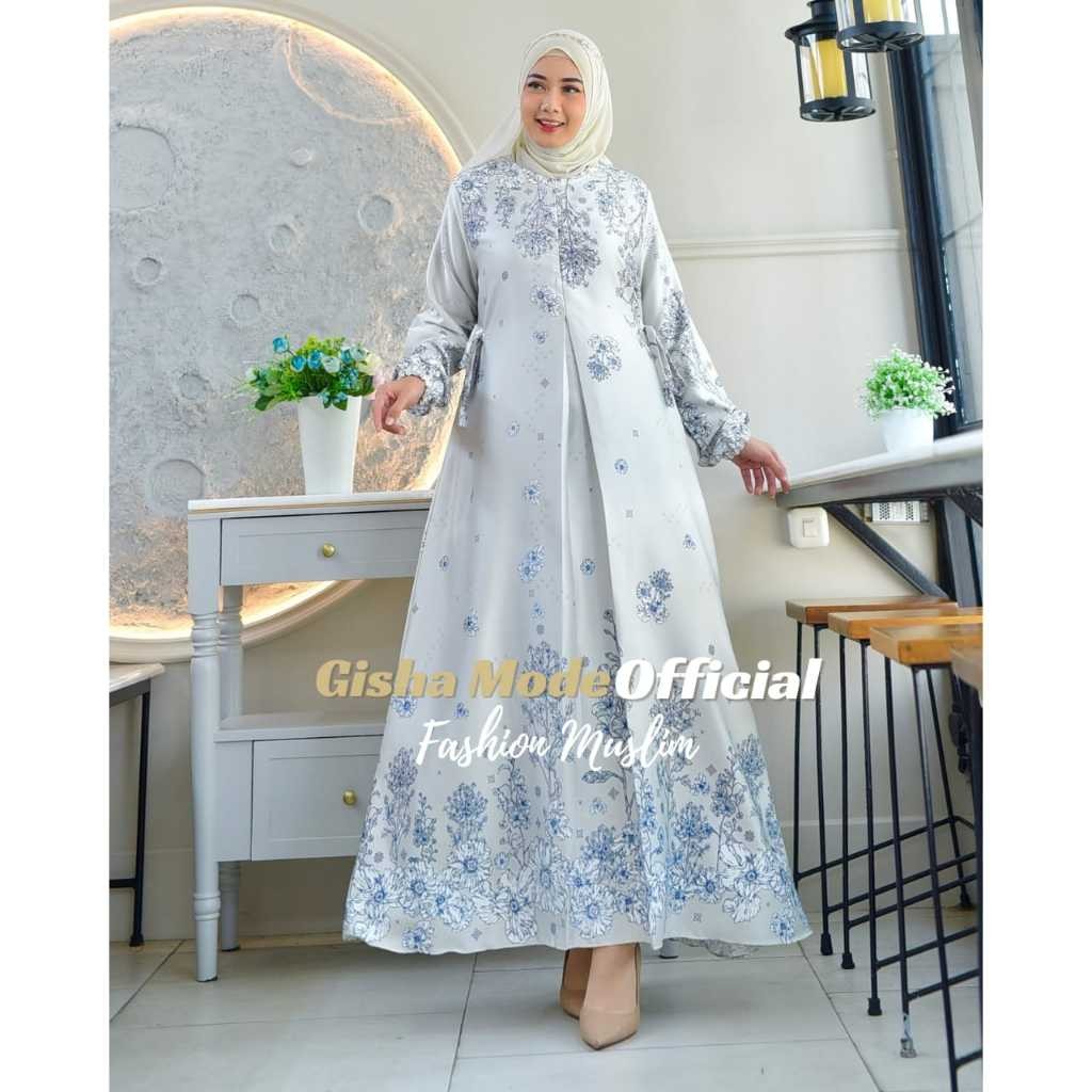 [BISA COD] RINJANI DRESS /GAMIS SILK PREMIUM MOTIF TERBARU WANITA MUSLIM BUNSUI JUMBO TERLARIS