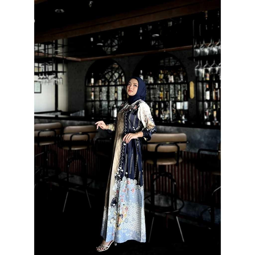[BISA COD] RINJANI DRESS /GAMIS SILK PREMIUM MOTIF TERBARU WANITA MUSLIM BUNSUI JUMBO TERLARIS